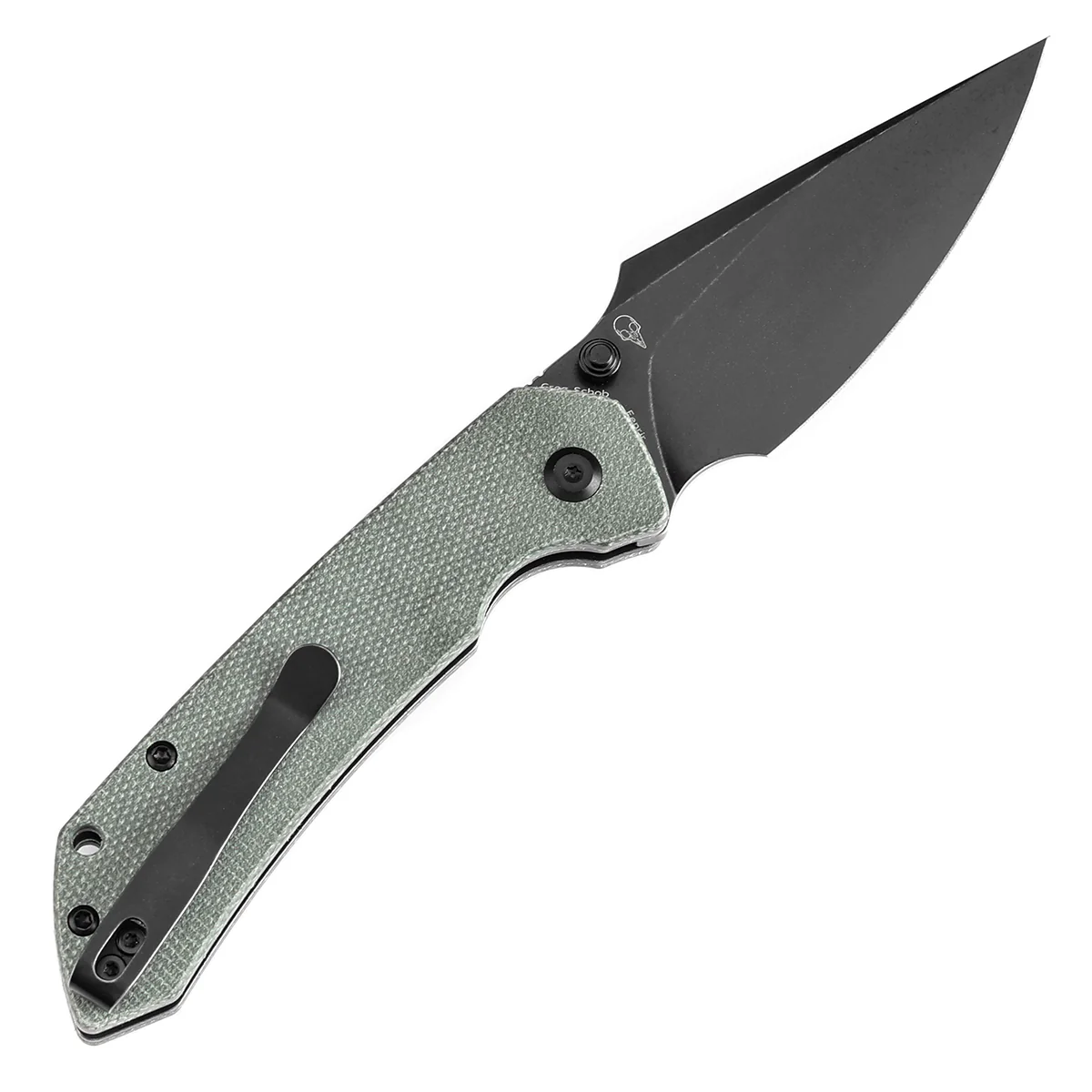 BladeHQ Exclusive Tenable Fenrir Button Lock Knife | Green Micarta | 3.45" Blackwashed 14C28N | Sparrow Knife Design|T1034F5 - Image 8