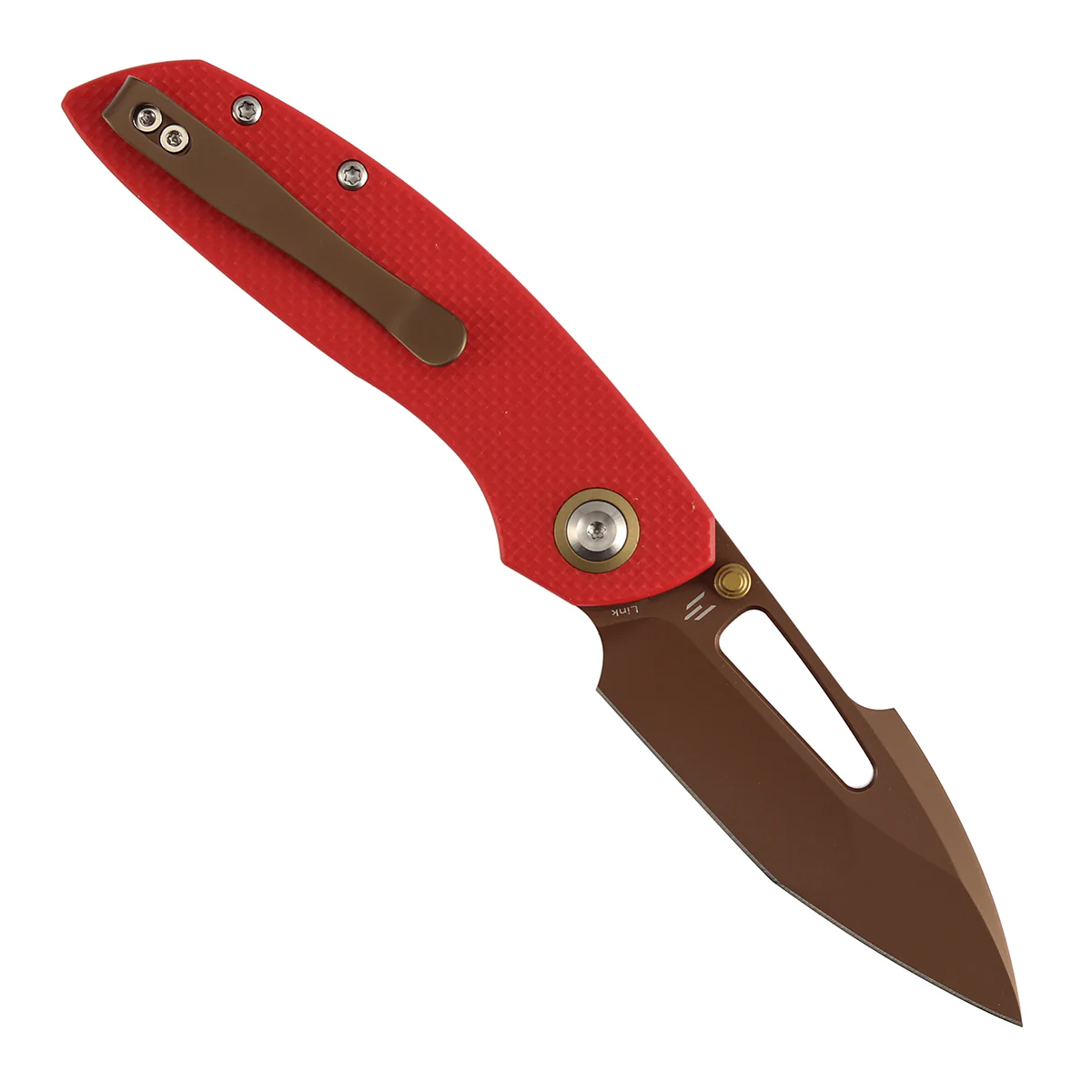 Tenable Link Folding Knife | 3.0" Rose Gold 14C28N | Coarse-textured Red G10 | Triple Stripe Knives Design | B1068A3 - Image 3