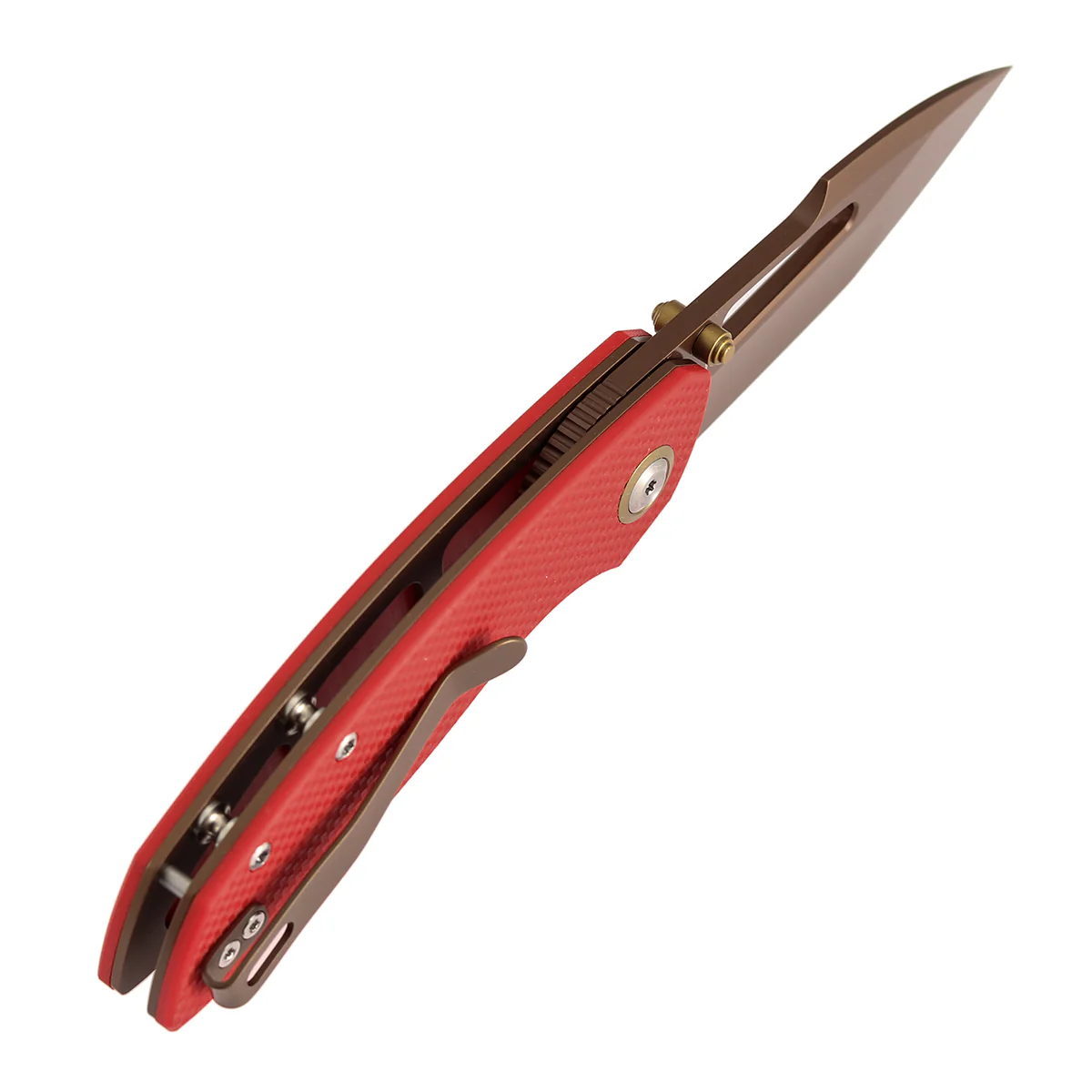 Tenable Link Folding Knife | 3.0" Rose Gold 14C28N | Coarse-textured Red G10 | Triple Stripe Knives Design | B1068A3 - Image 5