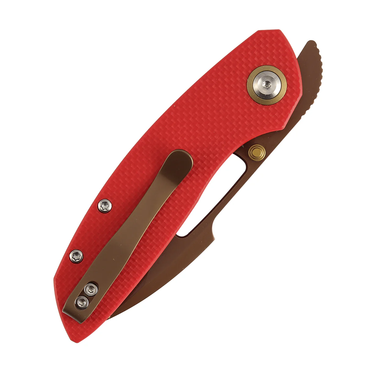Tenable Link Folding Knife | 3.0" Rose Gold 14C28N | Coarse-textured Red G10 | Triple Stripe Knives Design | B1068A3 - Image 7