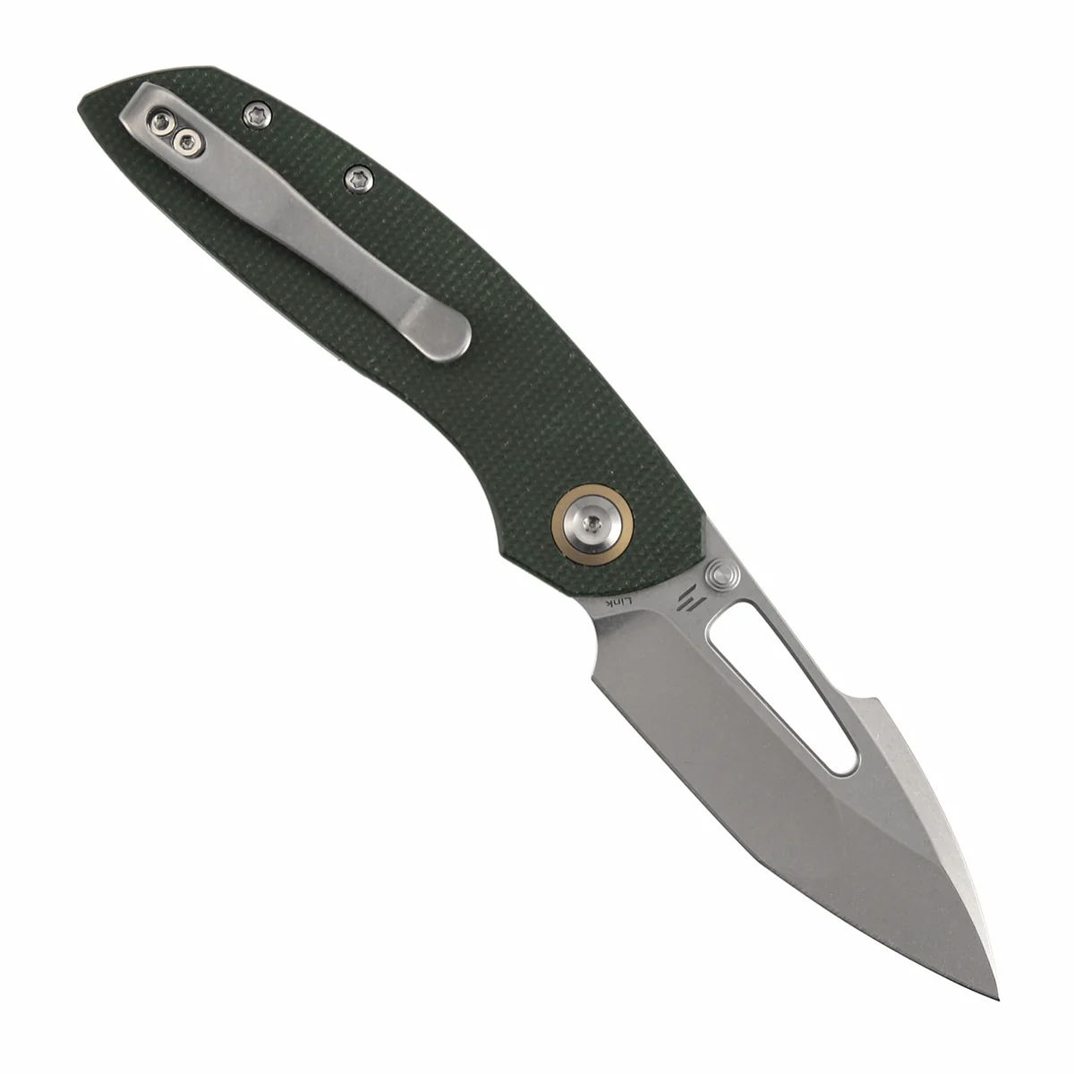 Tenable Link Folding Knife | 3.0" Stonewashed 14C28N Blade | Green Micarta Handle| Triple Stripe Knives Design | B1068A5 - Image 3