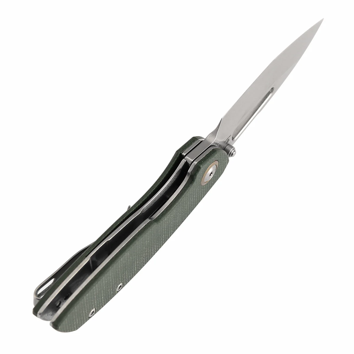 Tenable Link Folding Knife | 3.0" Stonewashed 14C28N Blade | Green Micarta Handle| Triple Stripe Knives Design | B1068A5 - Image 4