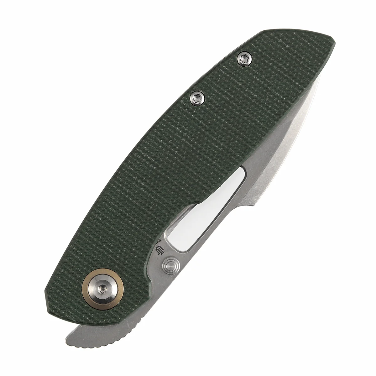 Tenable Link Folding Knife | 3.0" Stonewashed 14C28N Blade | Green Micarta Handle| Triple Stripe Knives Design | B1068A5 - Image 6