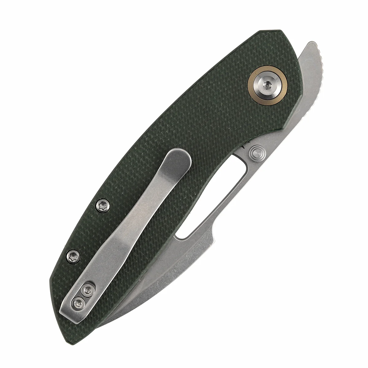 Tenable Link Folding Knife | 3.0" Stonewashed 14C28N Blade | Green Micarta Handle| Triple Stripe Knives Design | B1068A5 - Image 7