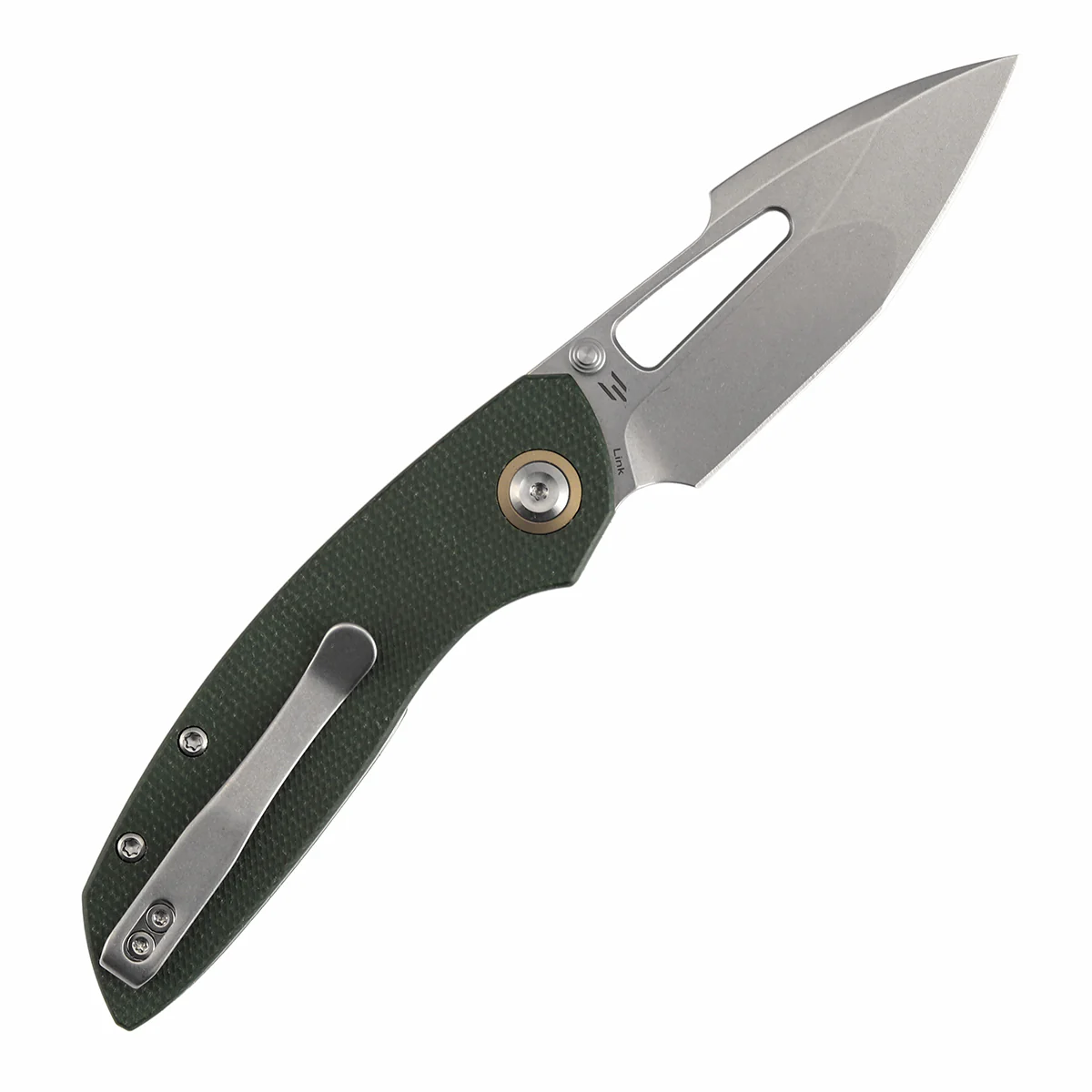 Tenable Link Folding Knife | 3.0" Stonewashed 14C28N Blade | Green Micarta Handle| Triple Stripe Knives Design | B1068A5 - Image 8
