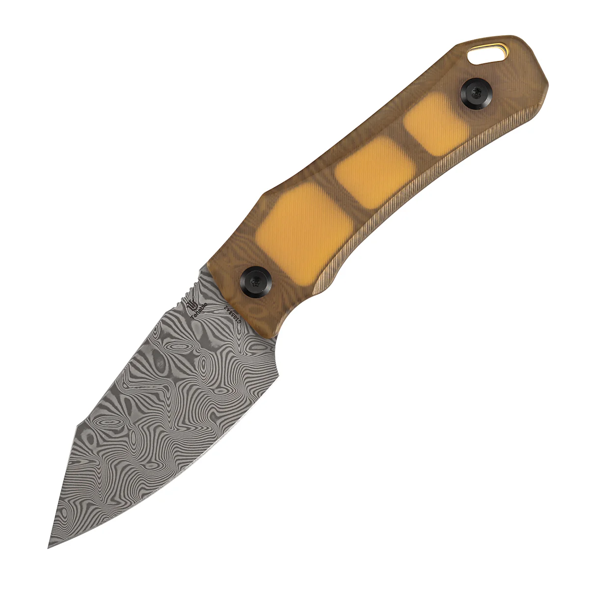 Tenable Loki Fixed Blade Knife | 2.99" Damascus Blade | Amber PEI/Ultem Handle | Steven Dunnuck Design | G1058A2 - Image 4
