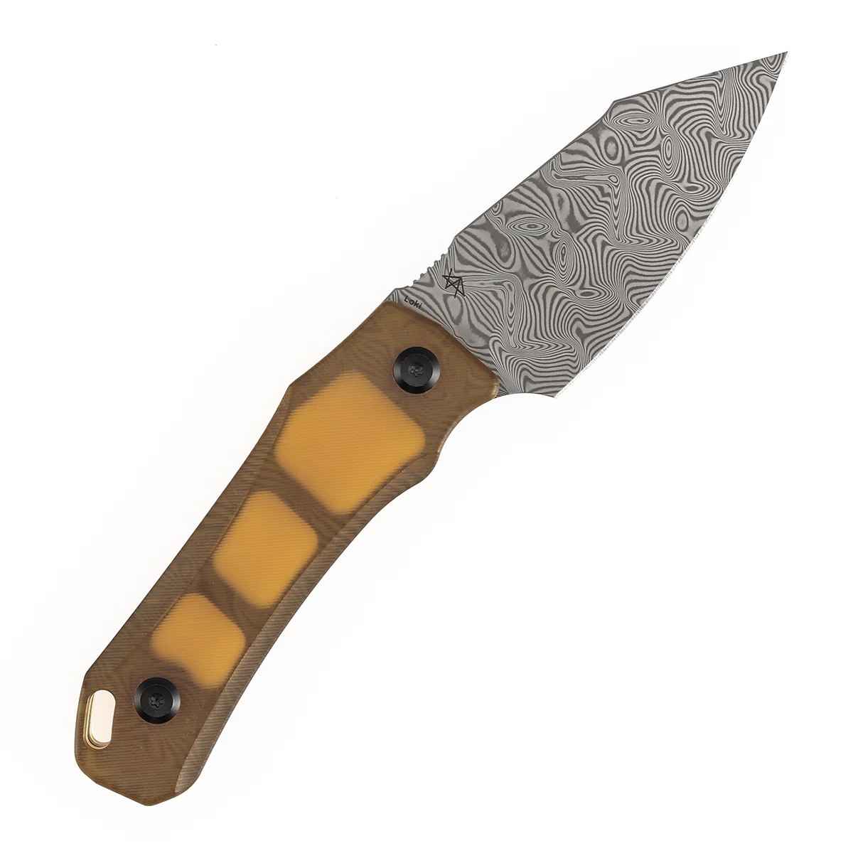 Tenable Loki Fixed Blade Knife | 2.99" Damascus Blade | Amber PEI/Ultem Handle | Steven Dunnuck Design | G1058A2 - Image 7