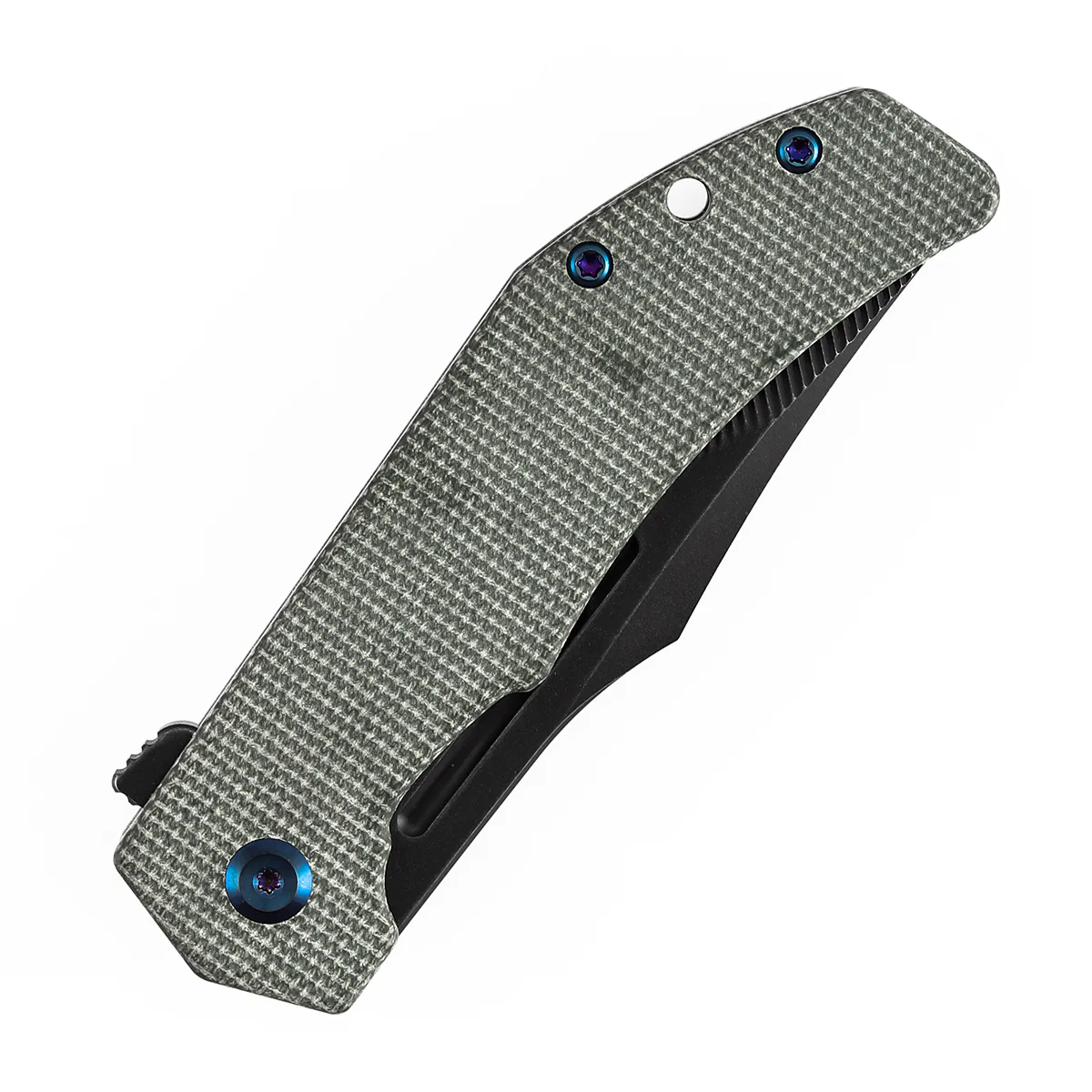 Tenable Orion Flipper Folding Knife | Green Micarta Handle | 3.07" Blackwash Nitro V with CNC Milling Blade | JB Stout Design | B1089C4 - Image 6