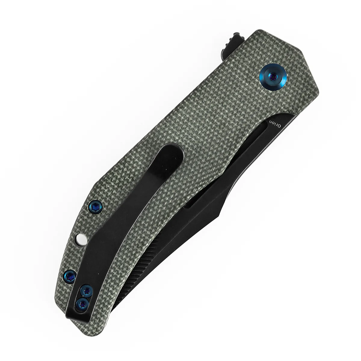 Tenable Orion Flipper Folding Knife | Green Micarta Handle | 3.07" Blackwash Nitro V with CNC Milling Blade | JB Stout Design | B1089C4 - Image 7