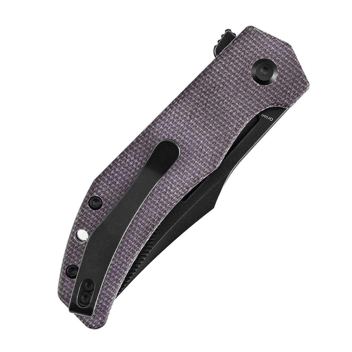 Tenable Orion Flipper Folding Knife | Purple Micarta Handle | 3.07" Blackwash Nitro V with CNC Milling Blade | JB Stout Design | B1089C1 - Image 7