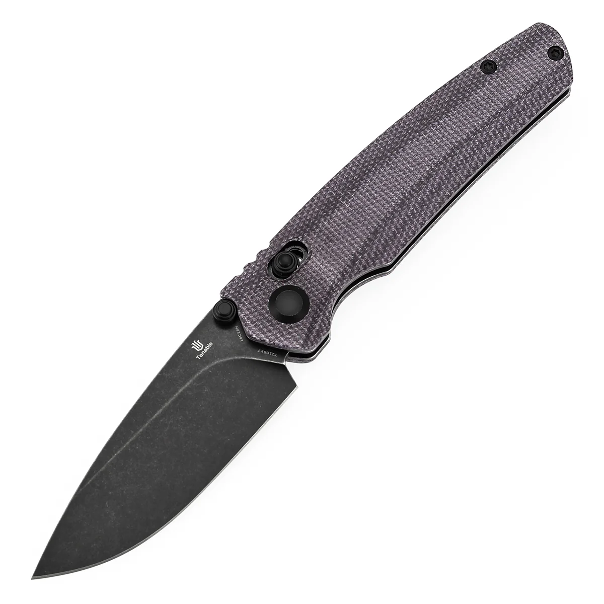 Tenable Raven Cross Bar Lock Folding Knife | 3.14" Blackwash 14C28N Blade | Purple Micarta Handle | Black Bird Blades Design -T2109V7 - Image 2