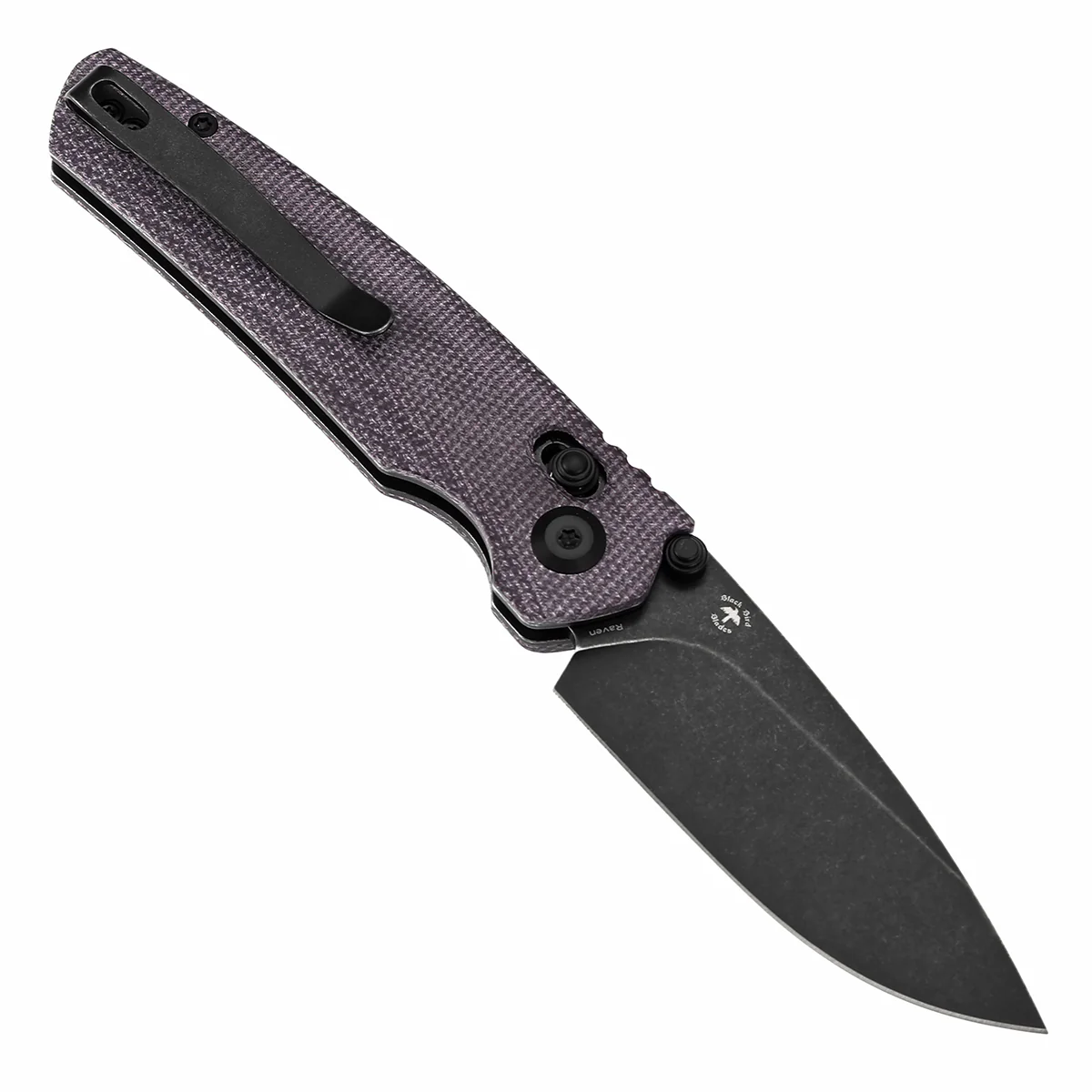 Tenable Raven Cross Bar Lock Folding Knife | 3.14" Blackwash 14C28N Blade | Purple Micarta Handle | Black Bird Blades Design -T2109V7 - Image 3