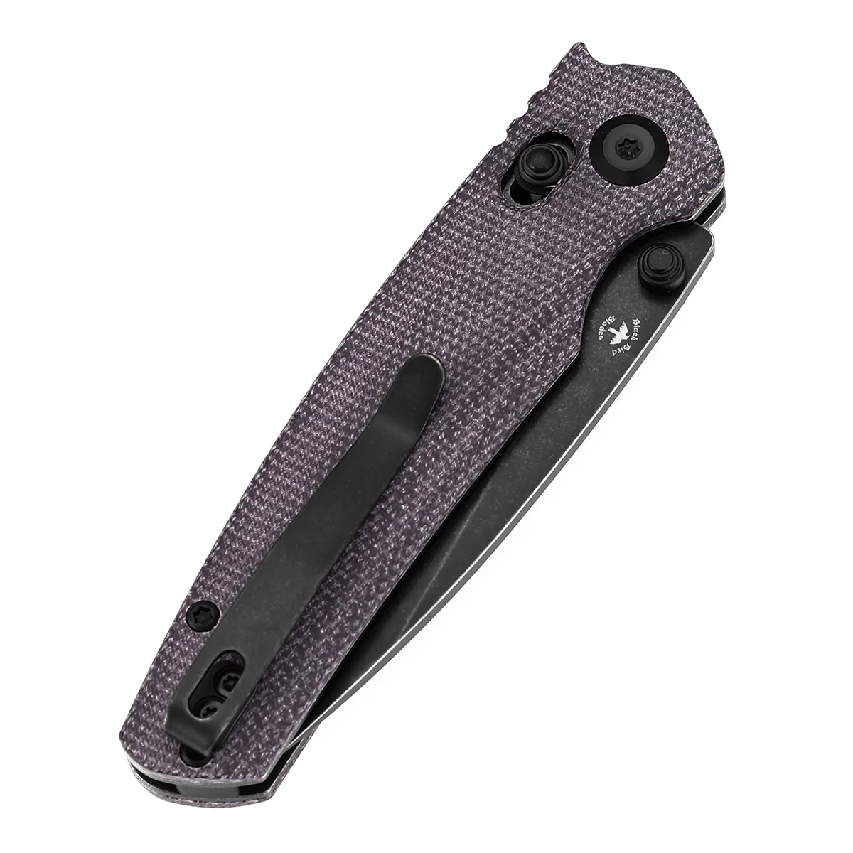 Tenable Raven Cross Bar Lock Folding Knife | 3.14" Blackwash 14C28N Blade | Purple Micarta Handle | Black Bird Blades Design -T2109V7 - Image 7