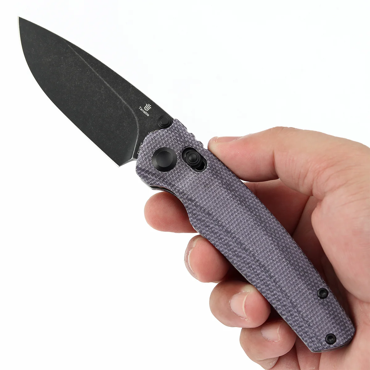 Tenable Raven Cross Bar Lock Folding Knife | 3.14" Blackwash 14C28N Blade | Purple Micarta Handle | Black Bird Blades Design -T2109V7 - Image 9