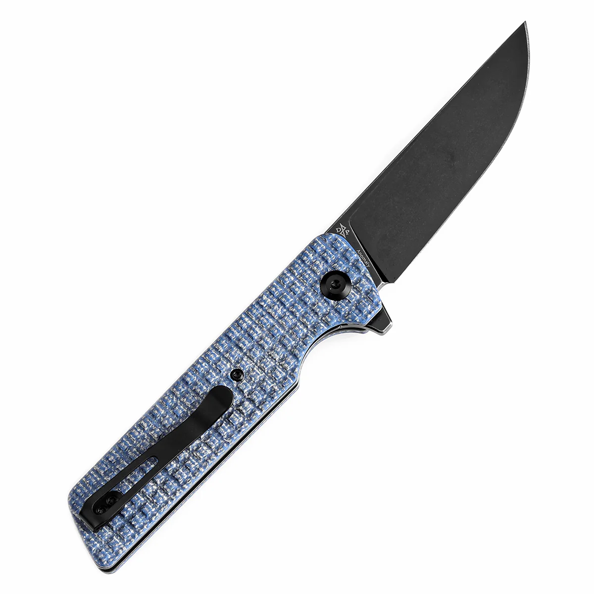 Tenable Anomaly Folding Knife Blue Micarta with Frag Pattern Handle (3.14'' Blackwash Nitro-V Blade) Pinkerton Knives Design-T2038A3 - Image 9