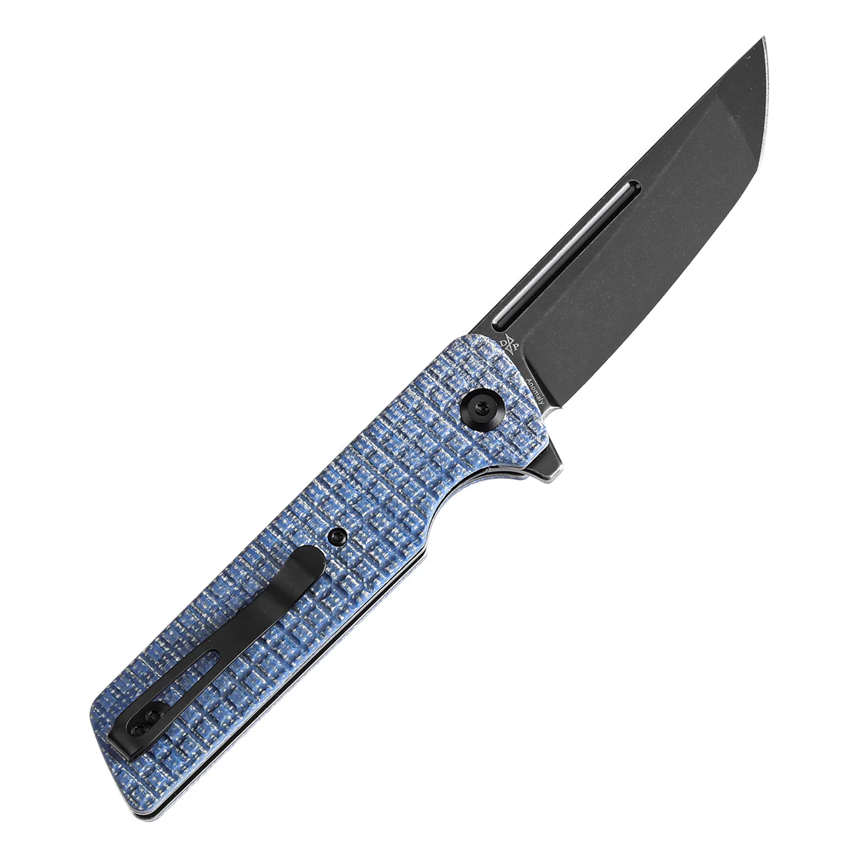 Tenable Anomaly Folding Knife Blue Micarta with Frag Pattern Handle (3.14'' Blackwash Nitro-V Tanto Blade) Pinkerton Knives Design-T2038T3 - Image 9