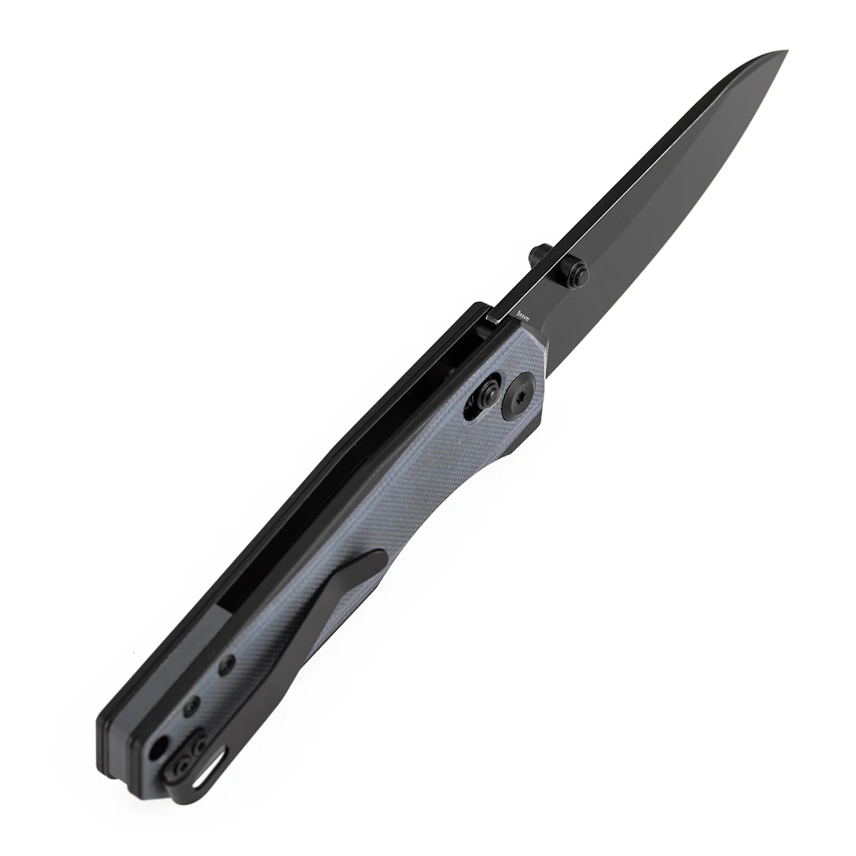 Tenable Beaver CrossBar Folding Knife | 3.44'' Blackwash Nitro-V Blade | Gray and Black G10 Handle | Kim Ning Design-T1105V7 - Image 5