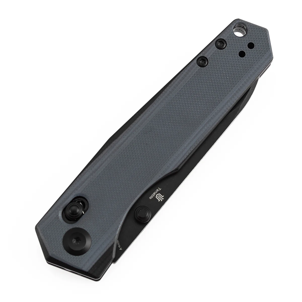 Tenable Beaver CrossBar Folding Knife | 3.44'' Blackwash Nitro-V Blade | Gray and Black G10 Handle | Kim Ning Design-T1105V7 - Image 6