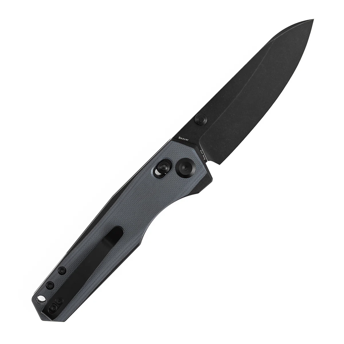 Tenable Beaver CrossBar Folding Knife | 3.44'' Blackwash Nitro-V Blade | Gray and Black G10 Handle | Kim Ning Design-T1105V7 - Image 8