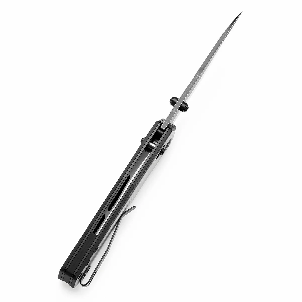 Tenable Beaver Cross Bar Lock Folding Knife Ivory White and Black G10 Handle (3.44'' Blackwash Nitro-V Blade) Kim Ning Design-T1105V2 - Image 5