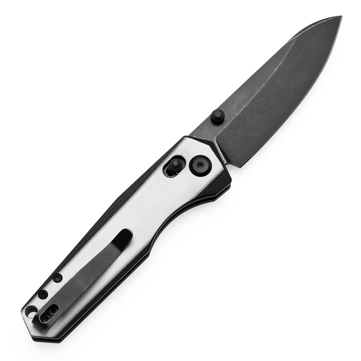 Tenable Beaver Cross Bar Lock Folding Knife Ivory White and Black G10 Handle (3.44'' Blackwash Nitro-V Blade) Kim Ning Design-T1105V2 - Image 8