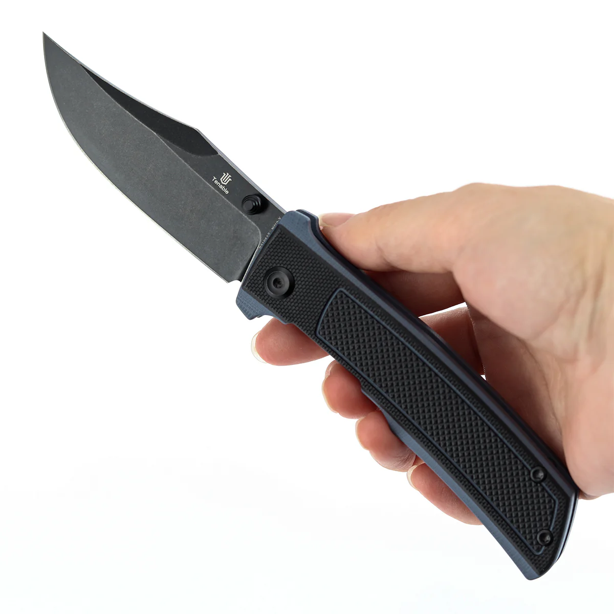 Tenable Bison Folding Knife | 3.24'' Blackwash Nitro V Blade | Black and Gray G10 with Frag Pattern Handle | Ray Laconico Knives Design | B2108A2 - Image 10