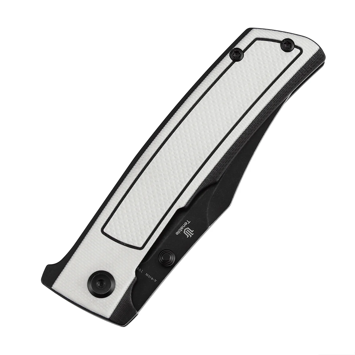 Tenable Bison Folding Knife | 3.24'' Blackwash Nitro V Blade | Black & White G10 with Frag Pattern Handle | Ray Laconico Knives Design | B2108A1 - Image 6