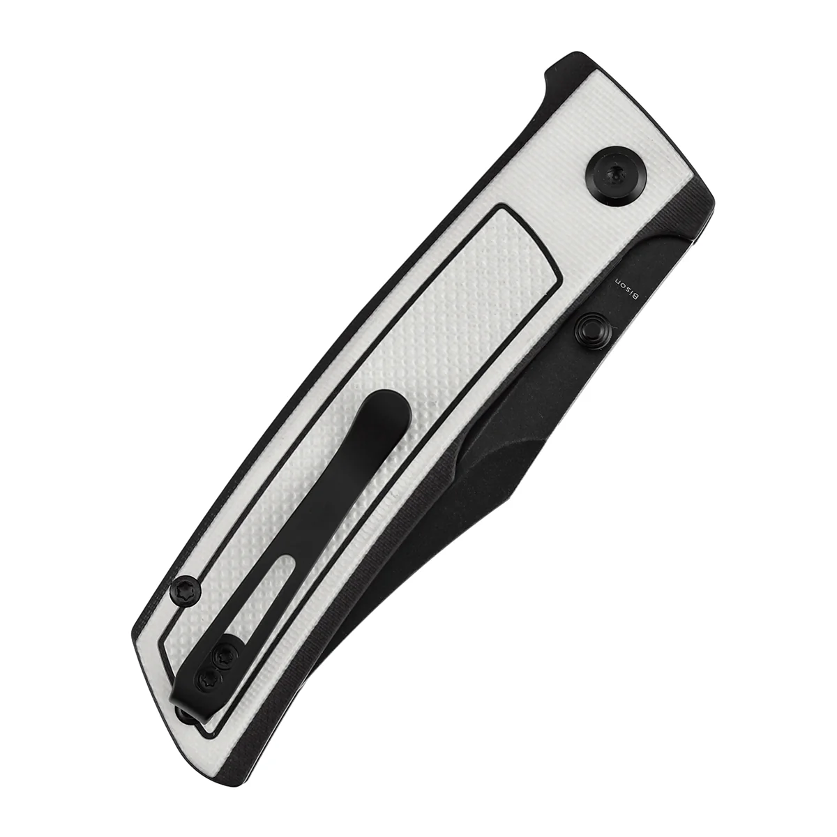 Tenable Bison Folding Knife | 3.24'' Blackwash Nitro V Blade | Black & White G10 with Frag Pattern Handle | Ray Laconico Knives Design | B2108A1 - Image 7