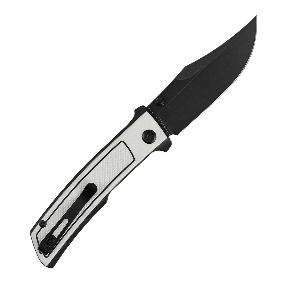 Tenable Bison Folding Knife | 3.24'' Blackwash Nitro V Blade | Black & White G10 with Frag Pattern Handle | Ray Laconico Knives Design | B2108A1 - Image 8