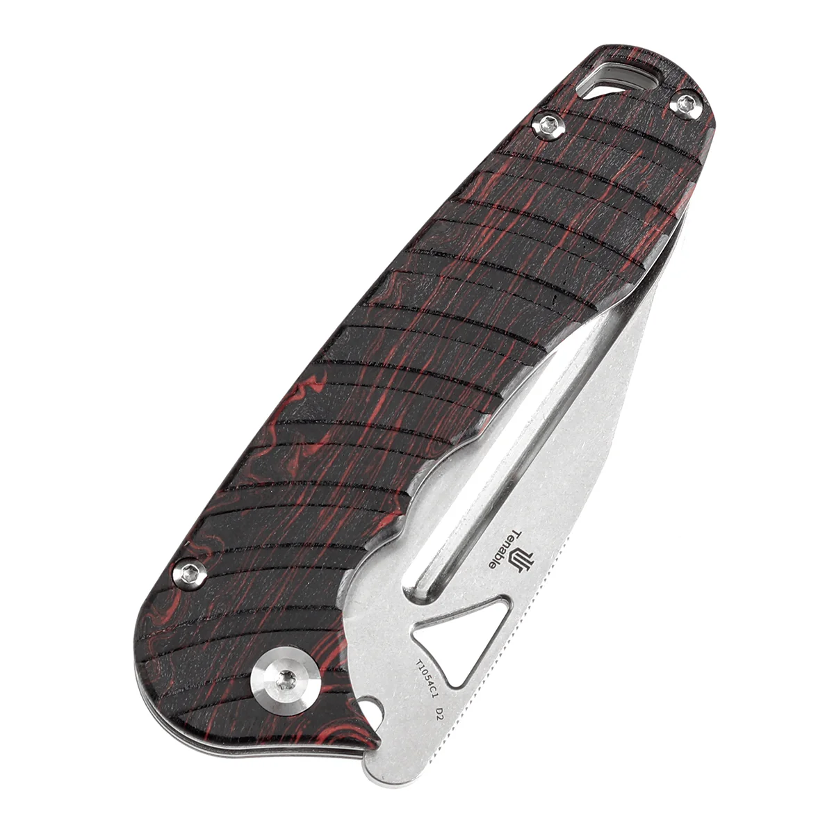 Tenable Bömbur Folding Knife Black and Red G-mascus Handle (3.53'' Stonewashed D2 Blade) Midgards Messer Design--T1054C1 - Image 7