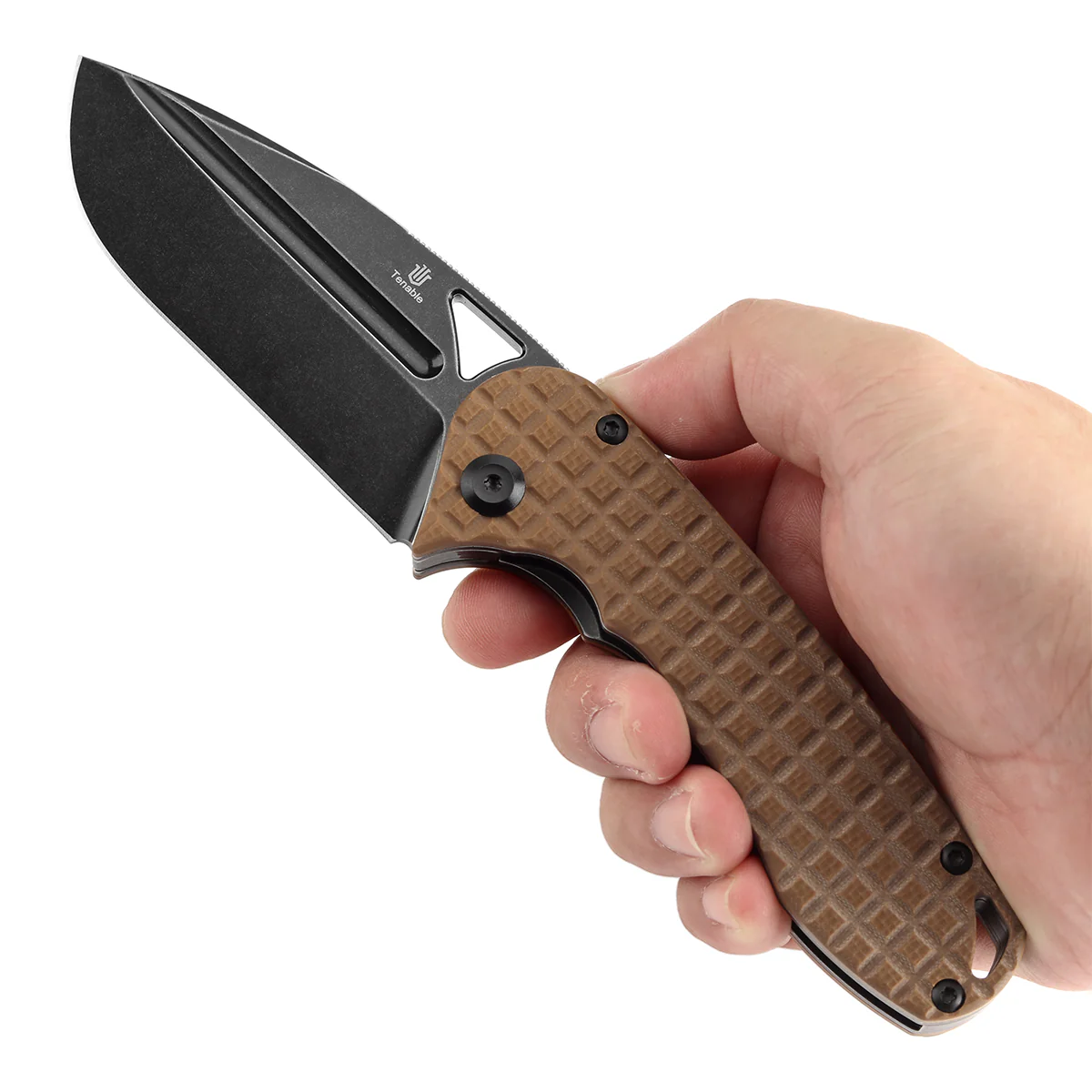Tenable Bömbur Folding Knife Brown G10 with Frag Pattern Handle (3.53'' Blackwash D2 Blade) Midgards Messer Design--T1054A2 - Image 10