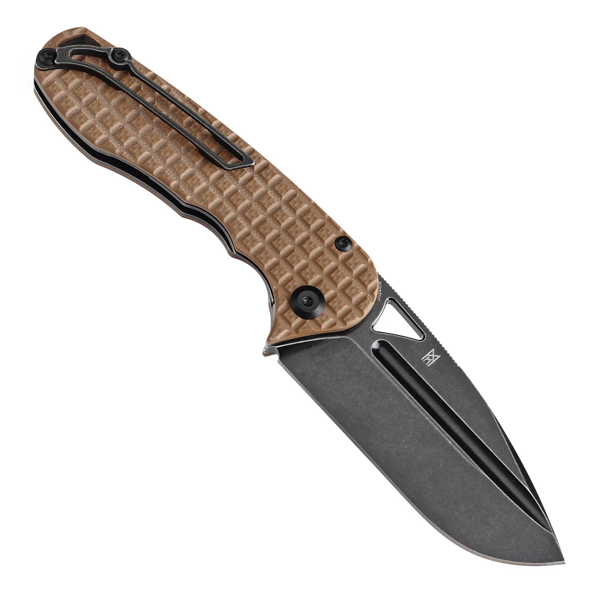 Tenable Bömbur Folding Knife Brown G10 with Frag Pattern Handle (3.53'' Blackwash D2 Blade) Midgards Messer Design--T1054A2 - Image 3
