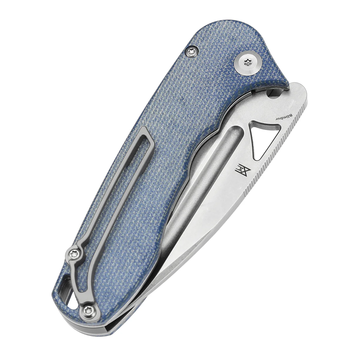 Tenable Bömbur Folding Knife Blue Micarta Handle (3.53''  Stonewashed D2 Blade) Midgards Messer Design--T1054A5 - Image 7