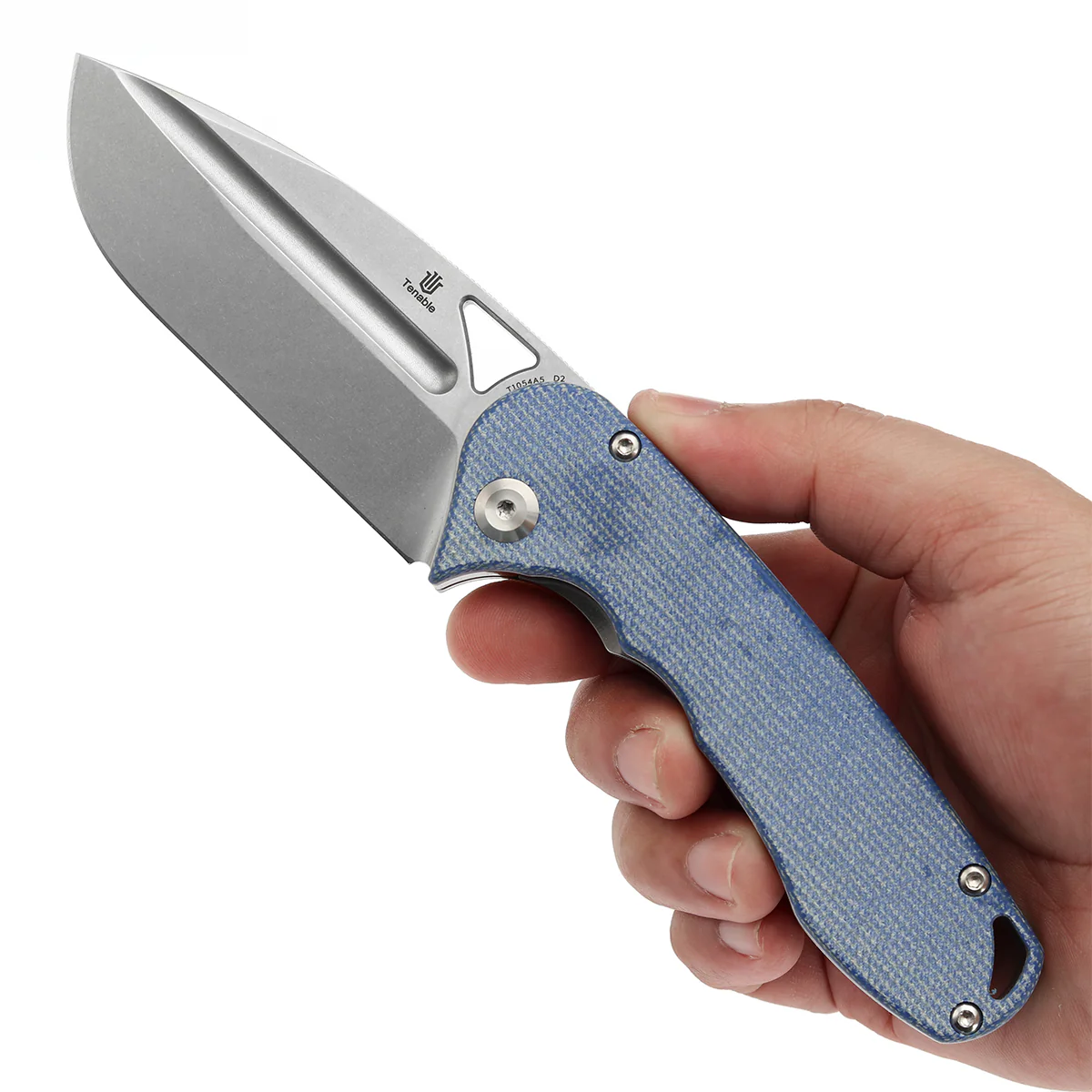 Tenable Bömbur Folding Knife Blue Micarta Handle (3.53''  Stonewashed D2 Blade) Midgards Messer Design--T1054A5 - Image 9