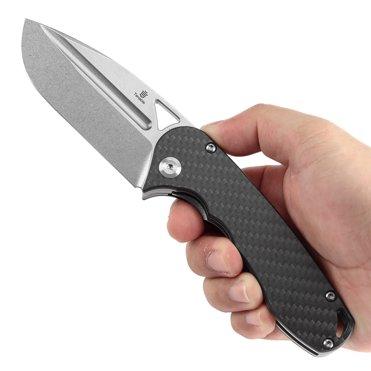 Tenable Bömbur Folding Knife Twill Carbon Fiber Handle (3.53'' Stonewashed D2 Blade) Midgards Messer Design--T1054A3 - Image 10