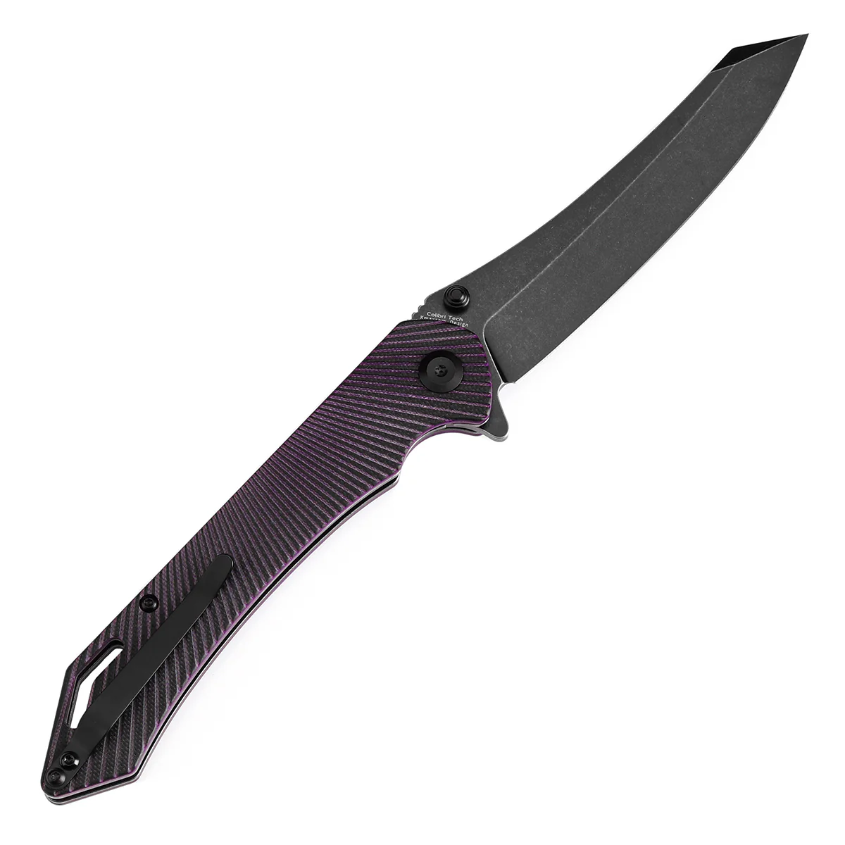 Tenable Colibri Tech Folding Knife Black and Purple G10 Handle (4.34'' Blackwash Nitro V Blade) Kmaxrom Design Design--T1060A3 - Image 8
