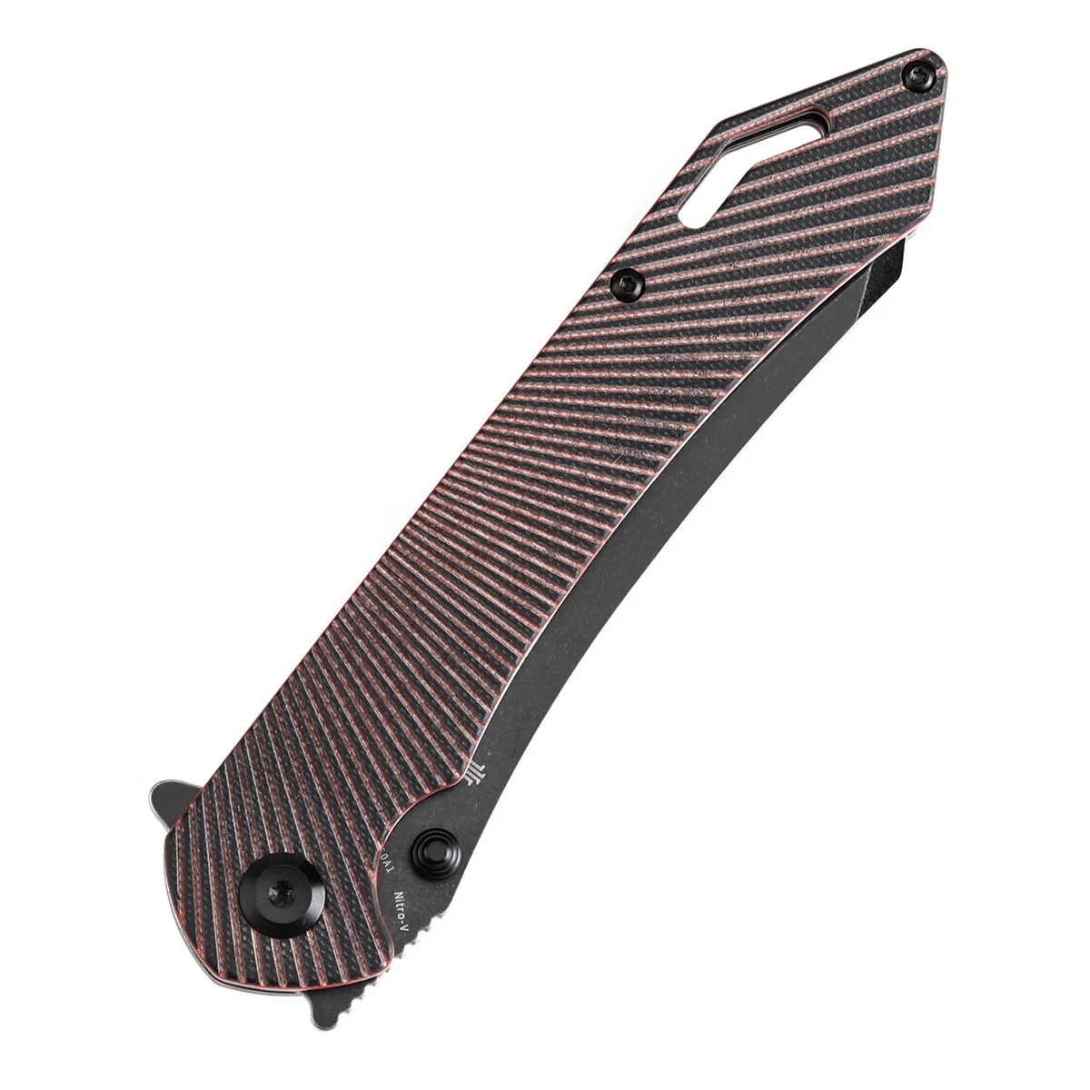 Tenable Colibri Tech Folding Knife Black and Red G10 Handle (4.34'' Blackwash Nitro V Blade) Kmaxrom Design-T1060A1 - Image 6
