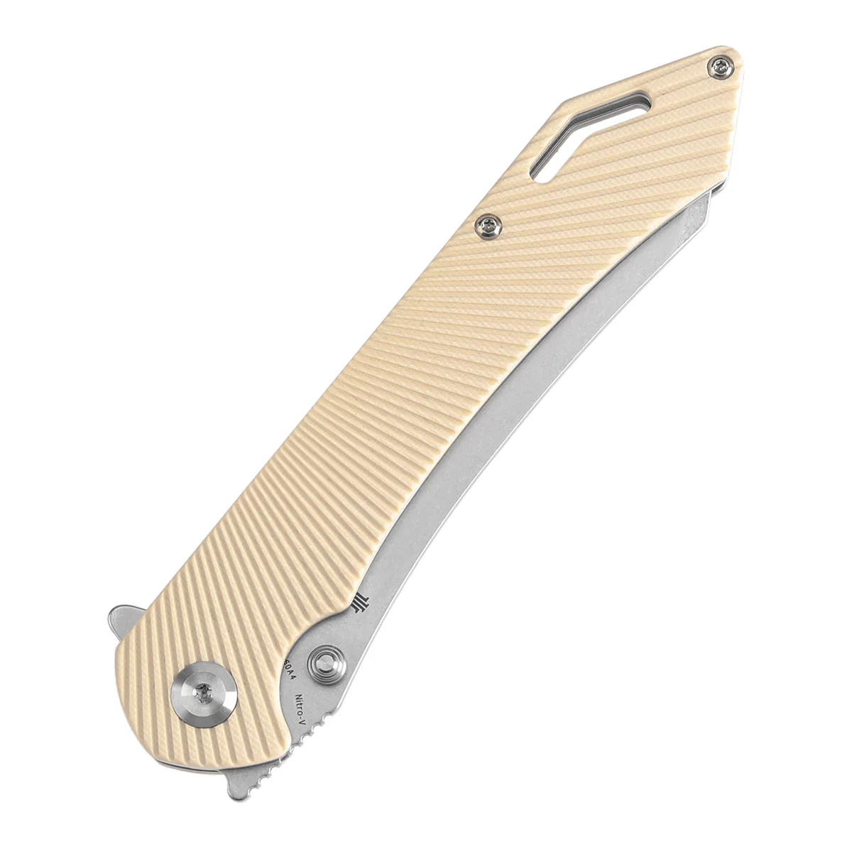 Tenable Colibri Tech Folding Knife Ivory White G10 Handle (4.34'' Stonewashed Nitro V Blade) Kmaxrom Design-T1060A4 - Image 6