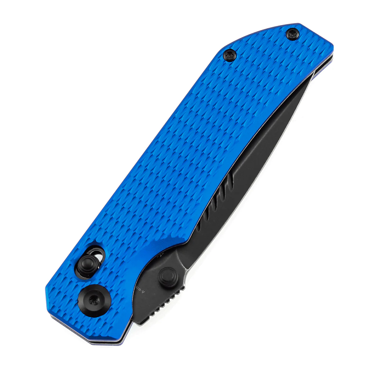 Tenable Eaglestrike | Cross Bar Lock | 3.73'' Black Stonewashed Nitro V Blade | Blue Anodized Aluminum with Diamond Pattern Handle | James Lowe Design-B1095V6 - Image 6