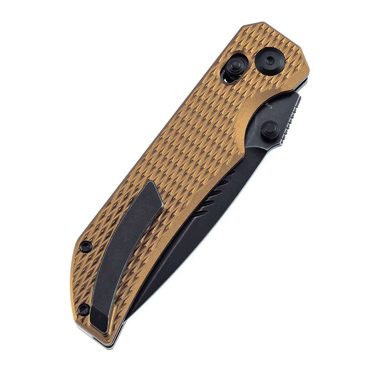 Tenable Eaglestrike | Cross Bar Lock | 3.73'' Black Stonewashed Nitro V Blade |Bronze Anodized Aluminum with Diamond Pattern Handle | James Lowe Design-B1095V5 - Image 7
