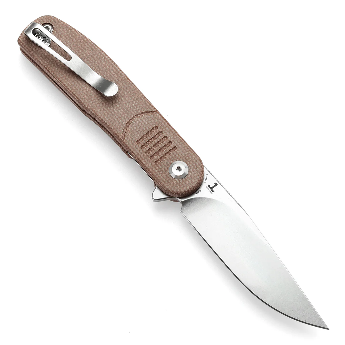Tenable Einar Folding Knife Brown Micarta Handle (3.13'' Stonewashed Nitro-V Blade) Justin Lundquist Design-T2072A5 - Image 3