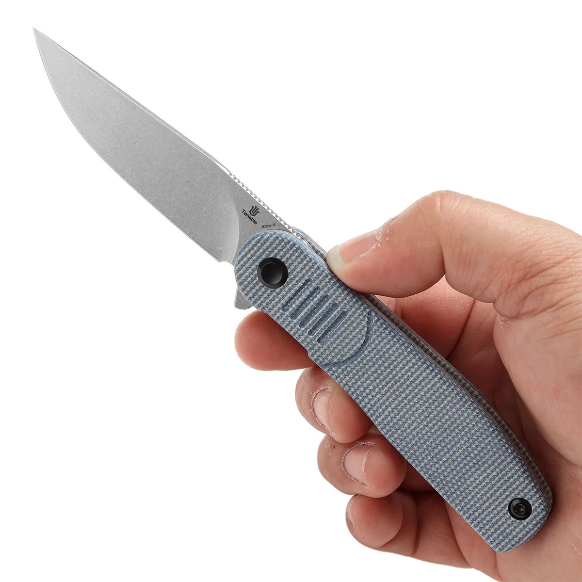 Tenable Einar Folding Knife Blue Micarta Handle (3.13'' Stonewashed Nitro-V Blade) Justin Lundquist Design-T2072A2 - Image 9