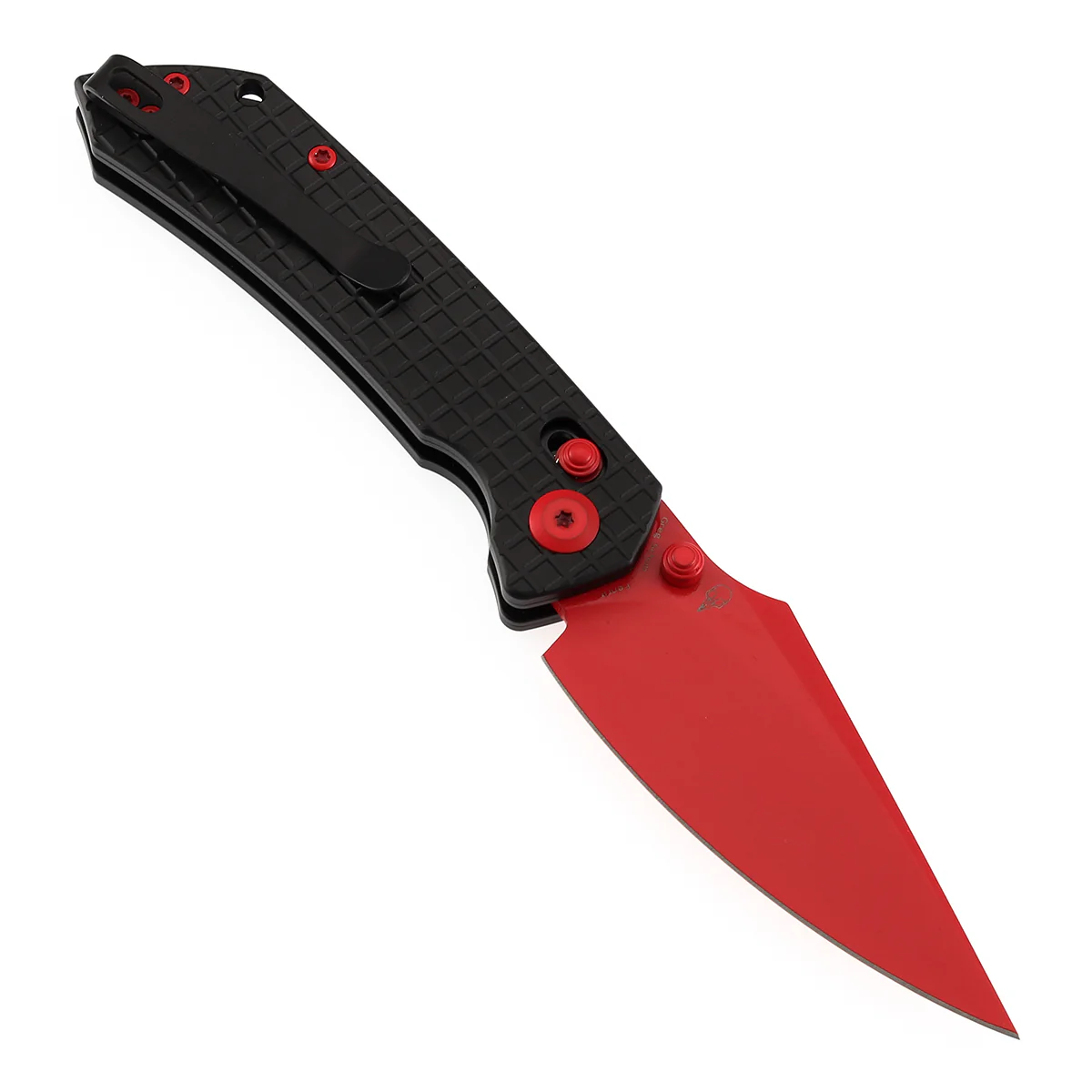 Tenable Fenrir Cross Bar Lock Folding Knife| Blcak Aluminum with Frag Pattern | Red Coated Nitro-V Blade | T1034V10 - Image 3