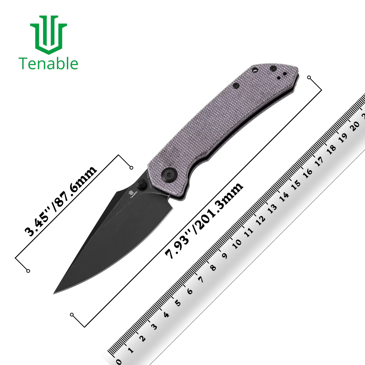 Tenable Fenrir Cross Bar Lock Folding Knife| Purple Micarta | 3.48" Blackwashed Nitro-V Blade | Sparrow Knife Design | T1034V4 - Image 10