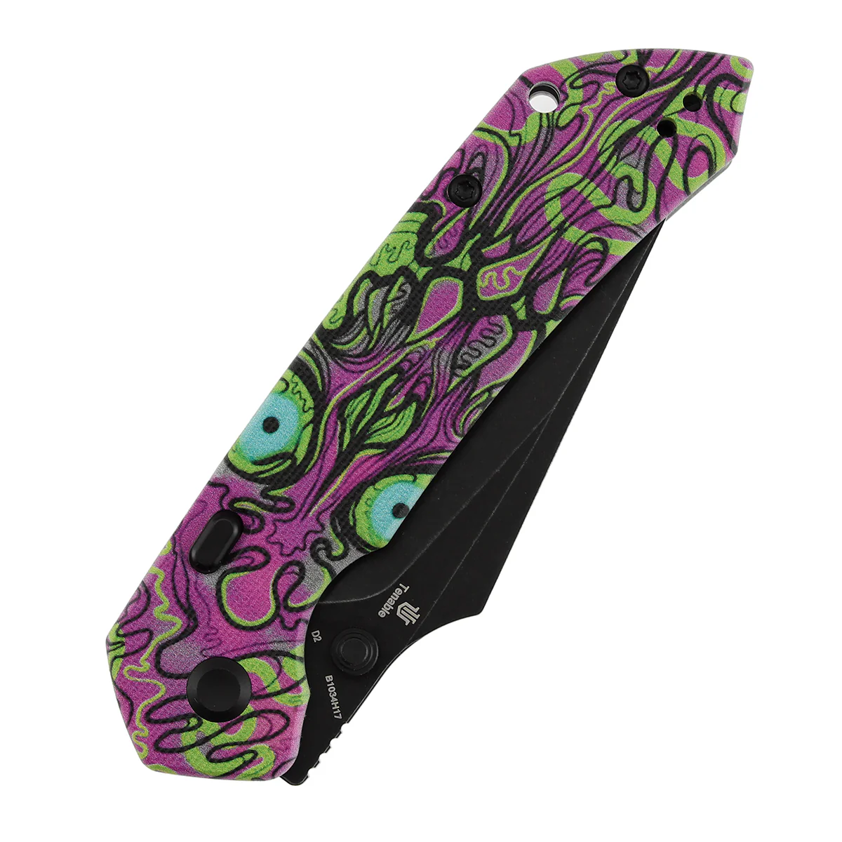 Tenable Fenrir Top Liner Lock Folding Knife| 3.4“ Blackwash D2 Blade | Jade G10 with Purple Undead Print Handle | Sparrow Knife Design | B1034H17 - Image 6