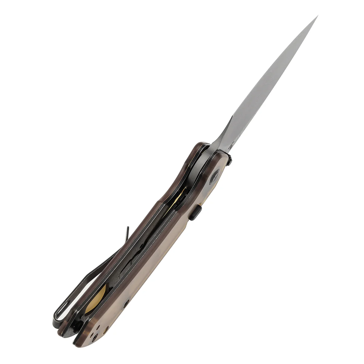 Available on TikTok -Tenable Fenrir Top Liner Lock Folding Knife| Amber PEI Handle | 3.4“ Damacus Blade | Sparrow Knife Design | B1034H6 - Image 4
