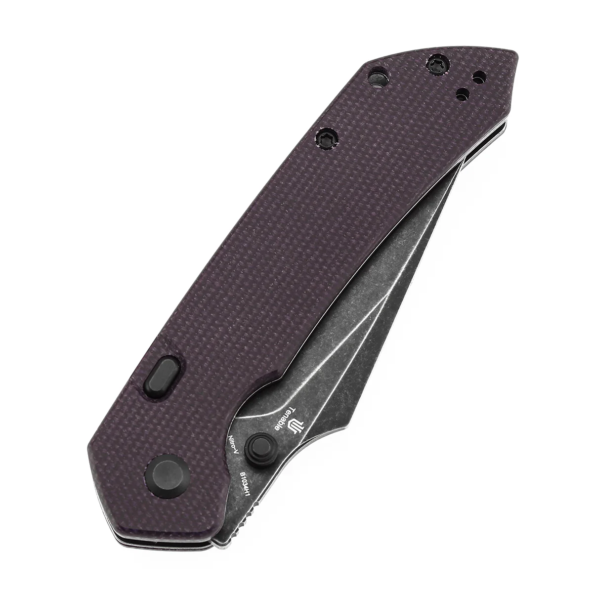 Tenable Fenrir Top Liner Lock Folding Knife| Purple Micarta | 3.48“ Blackwashed Nitro-V Blade | Sparrow Knife Design | B1034H1 - Image 6