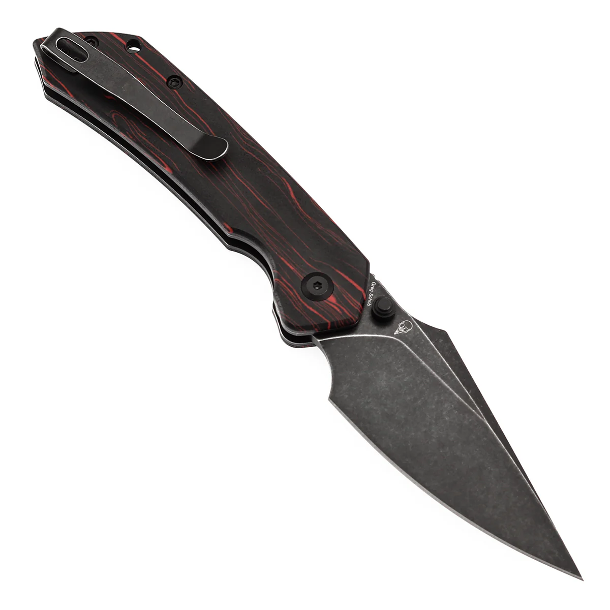 Tenable Fenrir Top Liner Lock Folding Knife| Black & Red G-mascus Handle | 3.48“ Blackwashed Nitro-V Blade | Sparrow Knife Design | B1034H2 - Image 3