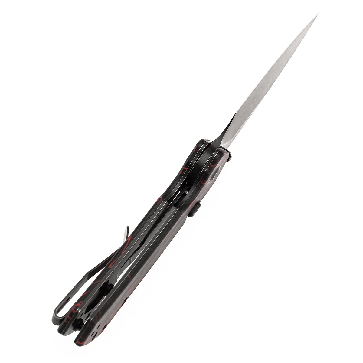 Tenable Fenrir Top Liner Lock Folding Knife| Black & Red G-mascus Handle | 3.48“ Blackwashed Nitro-V Blade | Sparrow Knife Design | B1034H2 - Image 4