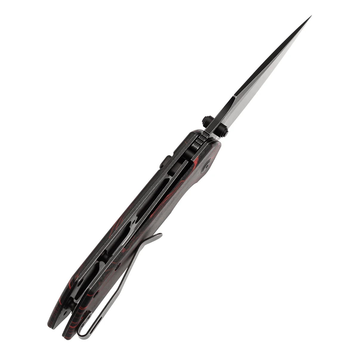 Tenable Fenrir Top Liner Lock Folding Knife| Black & Red G-mascus Handle | 3.48“ Blackwashed Nitro-V Blade | Sparrow Knife Design | B1034H2 - Image 5